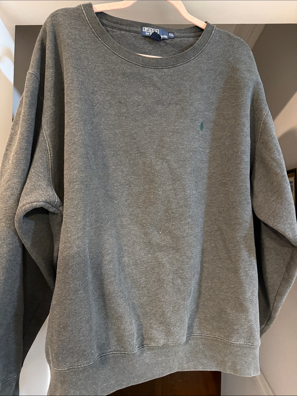 Ralph Lauren Dark Gray Crewneck Sweatshirt with Green Polo Label